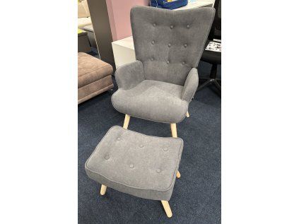 Křeslo s taburetem AK-302 - šedá látka
