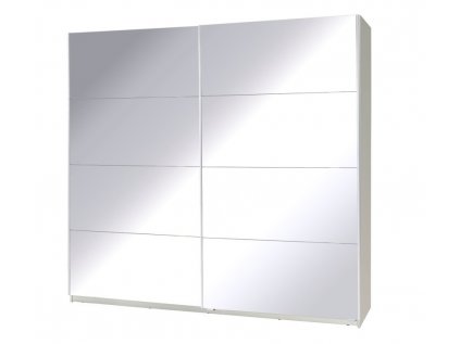 Šatní skříň Twister 1 s posuvnými dveřmi se zrcadlem - šířka 225 cm bílá