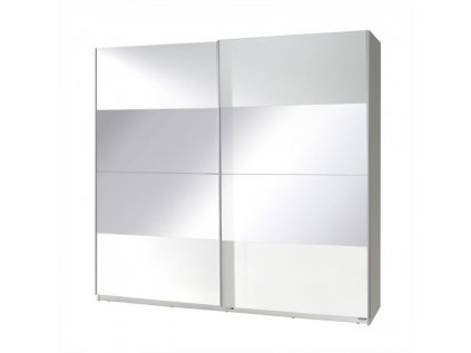Šatní skříň Twister 2 s posuvnými dveřmi se zrcadlem - šířka 225 cm bílá