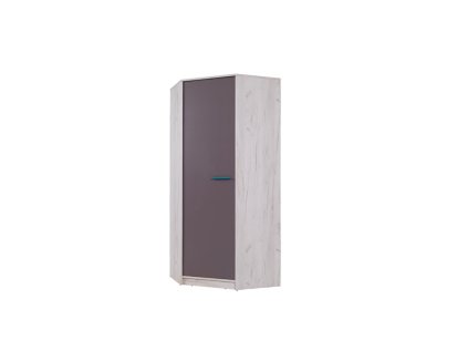Rohová šatní skříň Rest R14 195 cm dub craft bílý + šedá