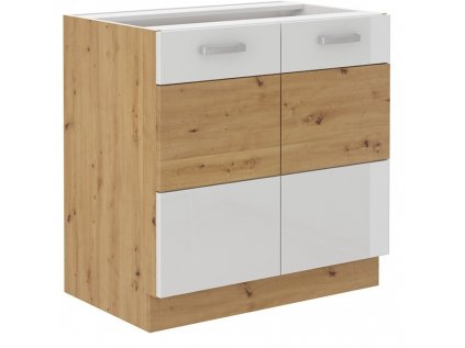 Spodní skříňka pod dřez barva bílý lesk ke kuchyňské lince Artisan o šířce 80 cm