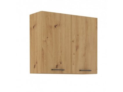 vrchní kuchyňská skříňka Modena s černými úchytkami široká 80 cm barva dub artisan