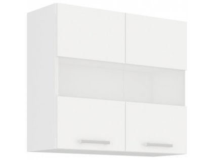 horní prosklená kuchyňská skříňka policová ke kuchyni Eko barva bílá o šířce 80 cm