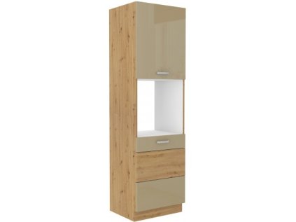 vysoká potravinová skříň na vestavenou troubu Artisan s univerzálním otevíráním dvířek v barvě cappucino šířka 60 cm výška 210 cm