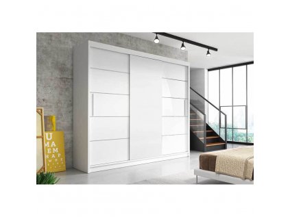 šatní skříň ivana s posuvnými dveřmi - šířka 250 cm bílá