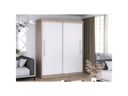 šatní skříň ida s posuvnými dveřmi - šířka 204 cm bílá+ sonoma