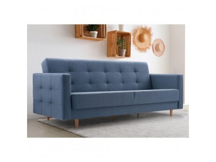 Moderní pohovka Godivo s úložným prostorem a funkcí rozkladu pro spaní  modrá barva