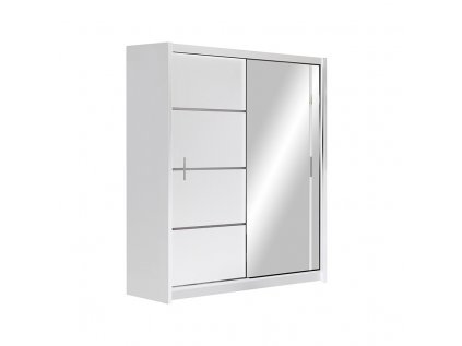Šatní skříň Vista s posuvnými dveřmi se zrcadlem - šířka 150 cm bílá
