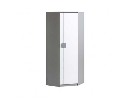 Rohová skříň Gumi G7  s klasickými dveřmi s policemi - šířka 71 cm antracit/ briliantově bílá