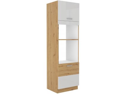 Vysoká skříňka pro vestavnou a mikrovlnou troubu Artisan 60 DPM-210 2F v bílém lesku