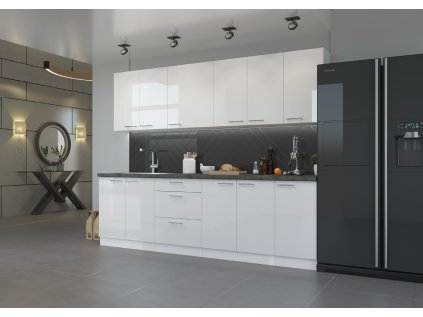 Kuchyňská linka 260 cm Lara 1 bílý lesk dvířek