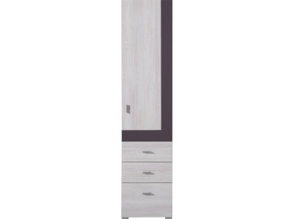 Skříň se šuplíky Next NX4 s klasickými dveřmi - šířka 45 cm bílá borovice / tmavě fialová