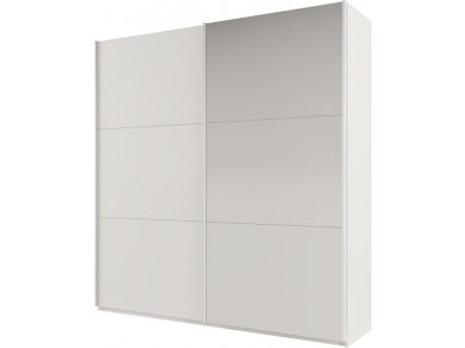 Šatní skříň Rodos s posuvnými dveřmi se zrcadlem - šířka 225 cm bílá