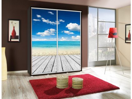 Šatní skříň Penelopa s posuvnými dveřmi - šířka 155 cm pláž