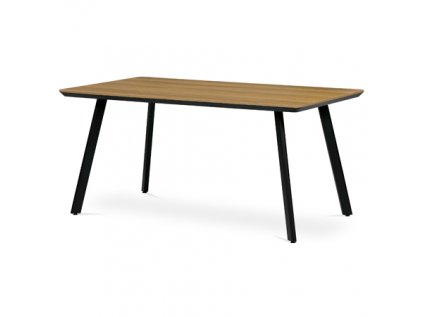 Jídelní stůl, 160x90x76 cm, MDF deska, dýha ostín dub, kovové nohy, černý lak