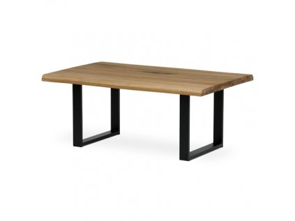 Stůl konferenční 110x70 cm, masiv dub, přírodní hrana, kovová noha "U" 6x2 cm