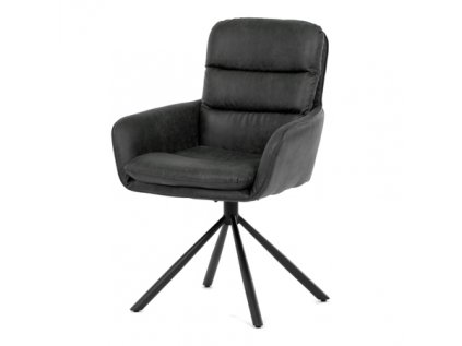 Jídelní židle šedá látka, otočný mechanismus P 90° + L90° s vratným mechanismem - funkce reset, černý kov