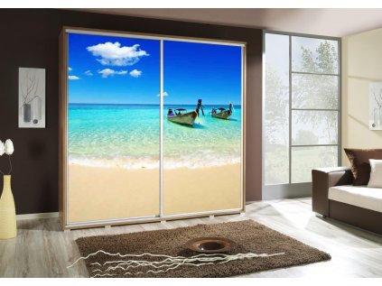 Šatní skříň Penelopa 2 s posuvnými dveřmi - šířka 205 cm pláž