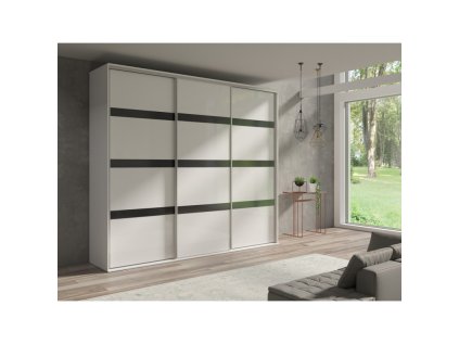 Šatní skříň Grande - 277 cm s páskami Lacobel
