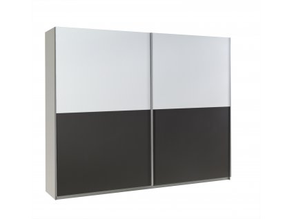 Šatní skříň Lux 19 s posuvnými dveřmi - šířka 244 cm bílá + grafit