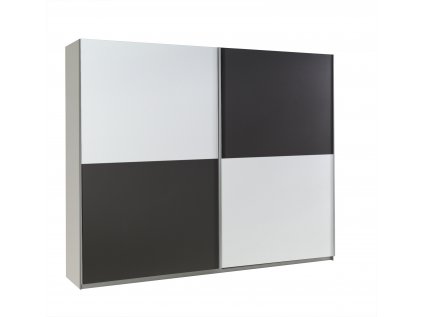 Šatní skříň Lux 21 s posuvnými dveřmi - šířka 244 cm bílá + grafit