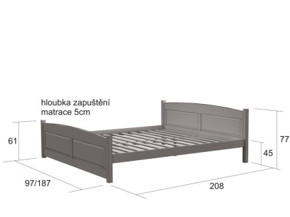 Borovicová postel L801 přírodní 180×200