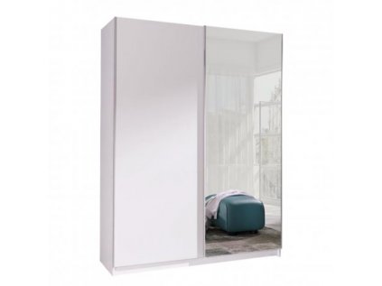 Šatní skříň Batumi 2 s posuvnými dveřmi se zrcadlem - šířka 150 cm bílá