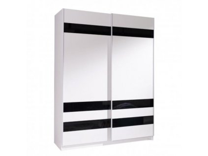 Šatní skříň Batumi 8 s posuvnými dveřmi - šířka 150 cm bílá s černými pruhy