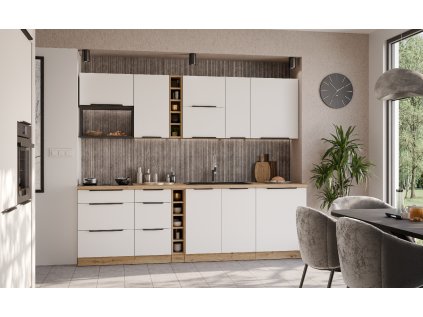 Kuchyňská linka 255 cm Aria 1 - dub artisan a krystalově bílá