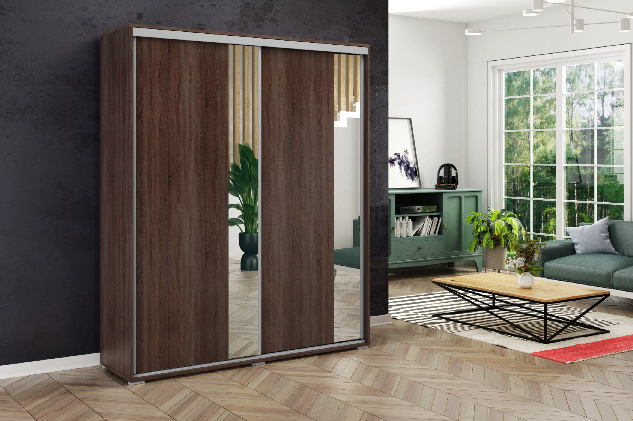 Šatní skříň Ska A4 - šířka 200 cm - Čokoláda/ Bílá Barva korpusu: Čokoláda, Rozměry: 200 cm, Dveře: Bílé