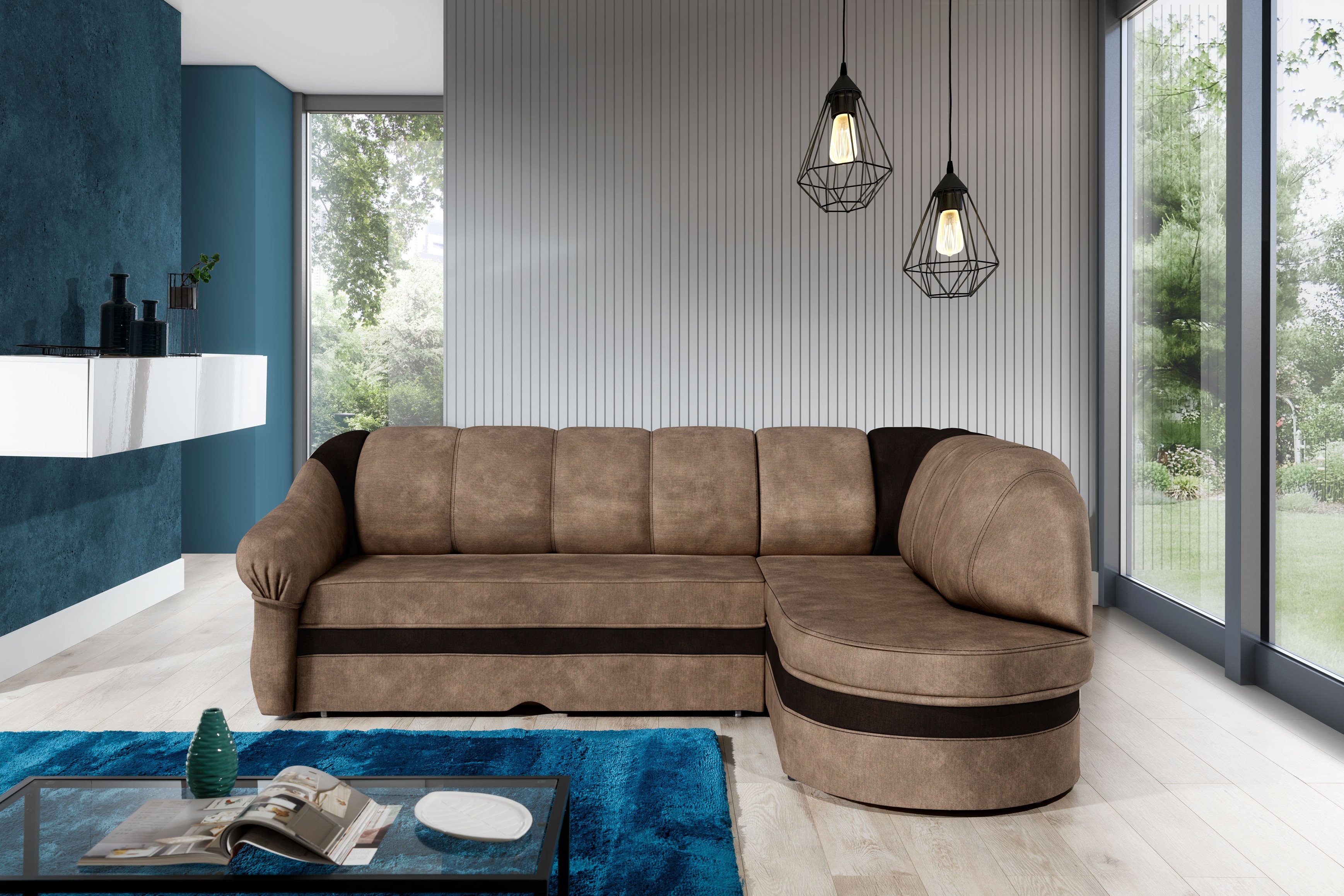 Sedací souprava Benano Provedení: Pravá varianta, látka: Monolith 09/ Monolith 29