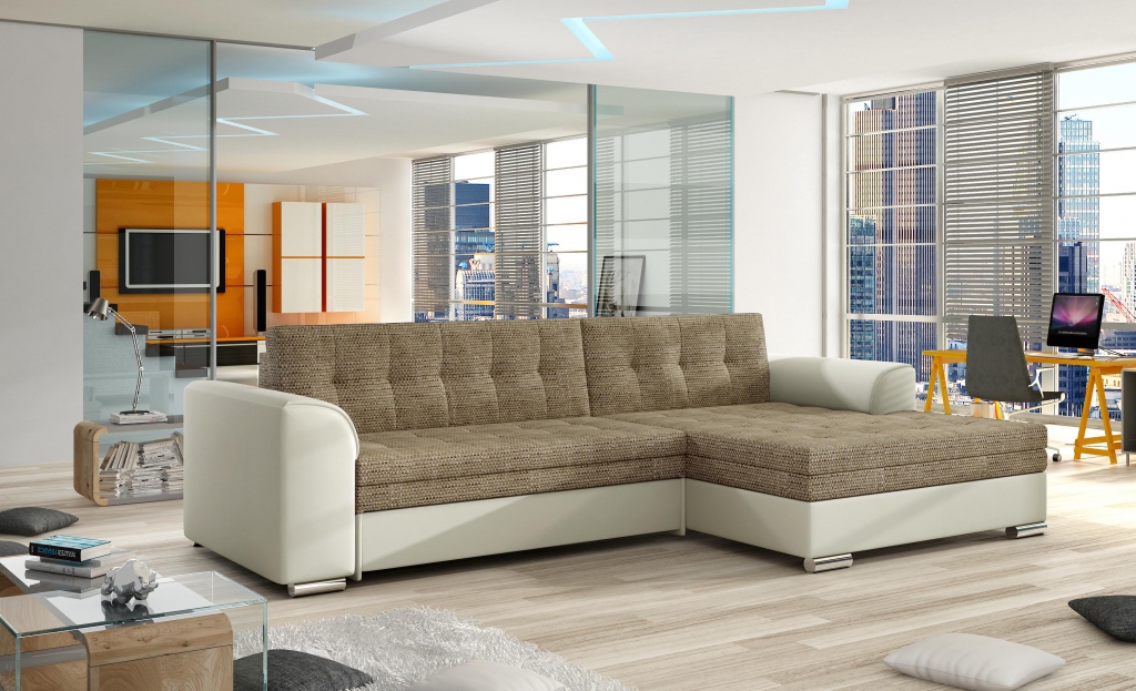 Sedací souprava Conforti Provedení: Pravá varianta, látka: Berlin 03 cappucino/ Soft 033 beige