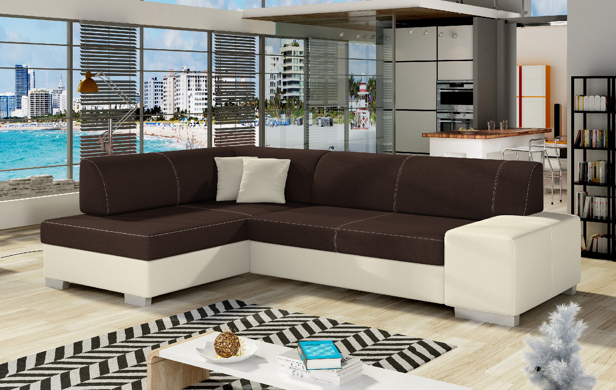 Levně Sedací souprava Fabio Provedení: Levá varianta, látka: Sawana 26/ Soft 33 beige