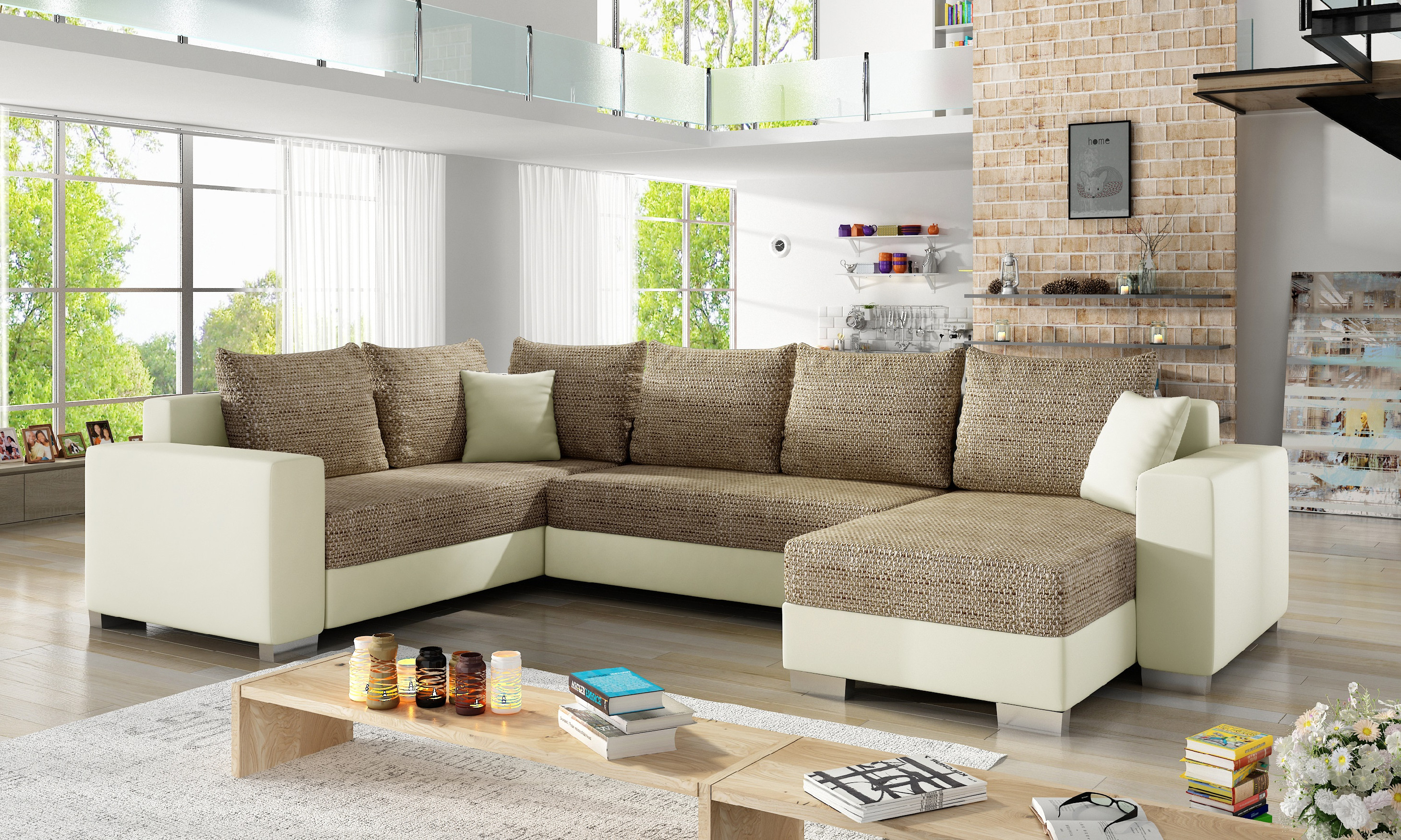 Sedací souprava Marco Provedení: Pravá U, látka: Berlin 03/ Soft 33 beige