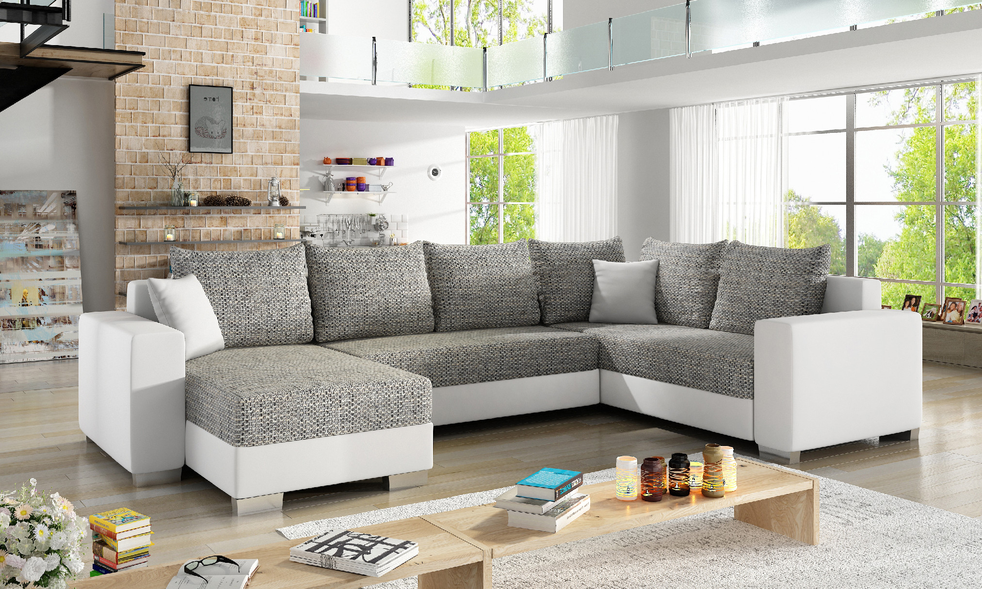 Sedací souprava Marco Provedení: Levá U, látka: Berlin 01/ Soft 17 white