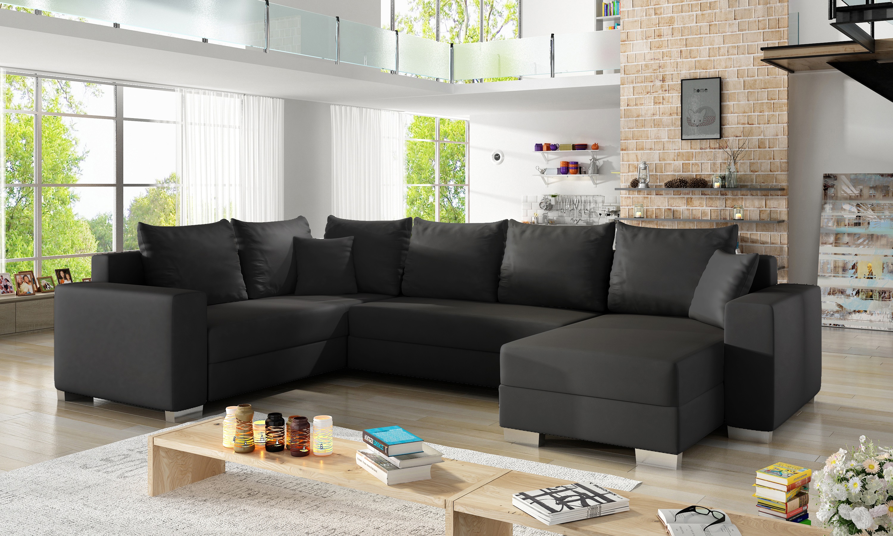 Sedací souprava Marco Provedení: Pravá U, látka: Soft 11 black