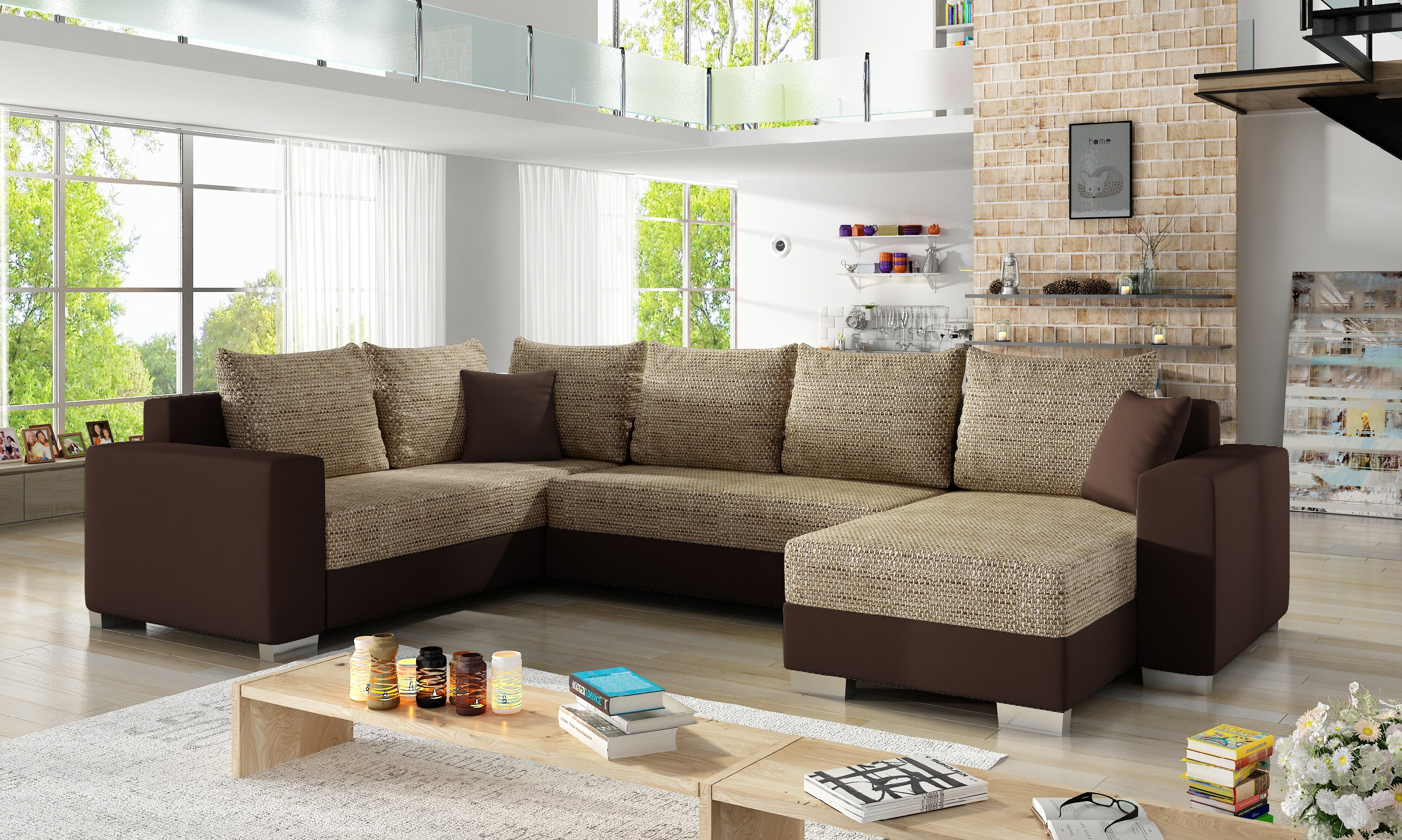 Sedací souprava Marco Provedení: Pravá U, látka: Berlin 03/ Soft 66 dark brown