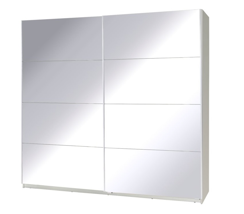 Šatní skříň Twister 1 Barva korpusu: Bílá, Rozměry: 225 cm, Dveře: Velká zrcadla - Bílá,Velká zrcadl