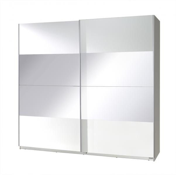 Šatní skříň Twister 2 Barva korpusu: Bílá, Rozměry: 225 cm, Dveře: Zrcadlo - Bílá,Zrcadlo