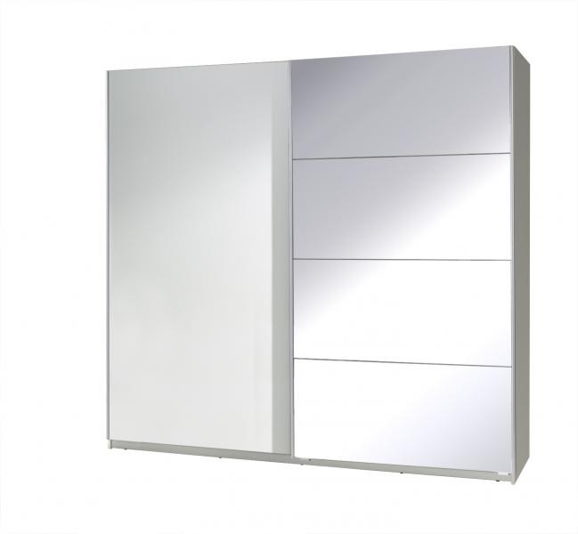 Šatní skříň Twister 3 Barva korpusu: Bílá, Rozměry: 225 cm, Dveře: Zrcadlo - Bílá,Zrcadlo