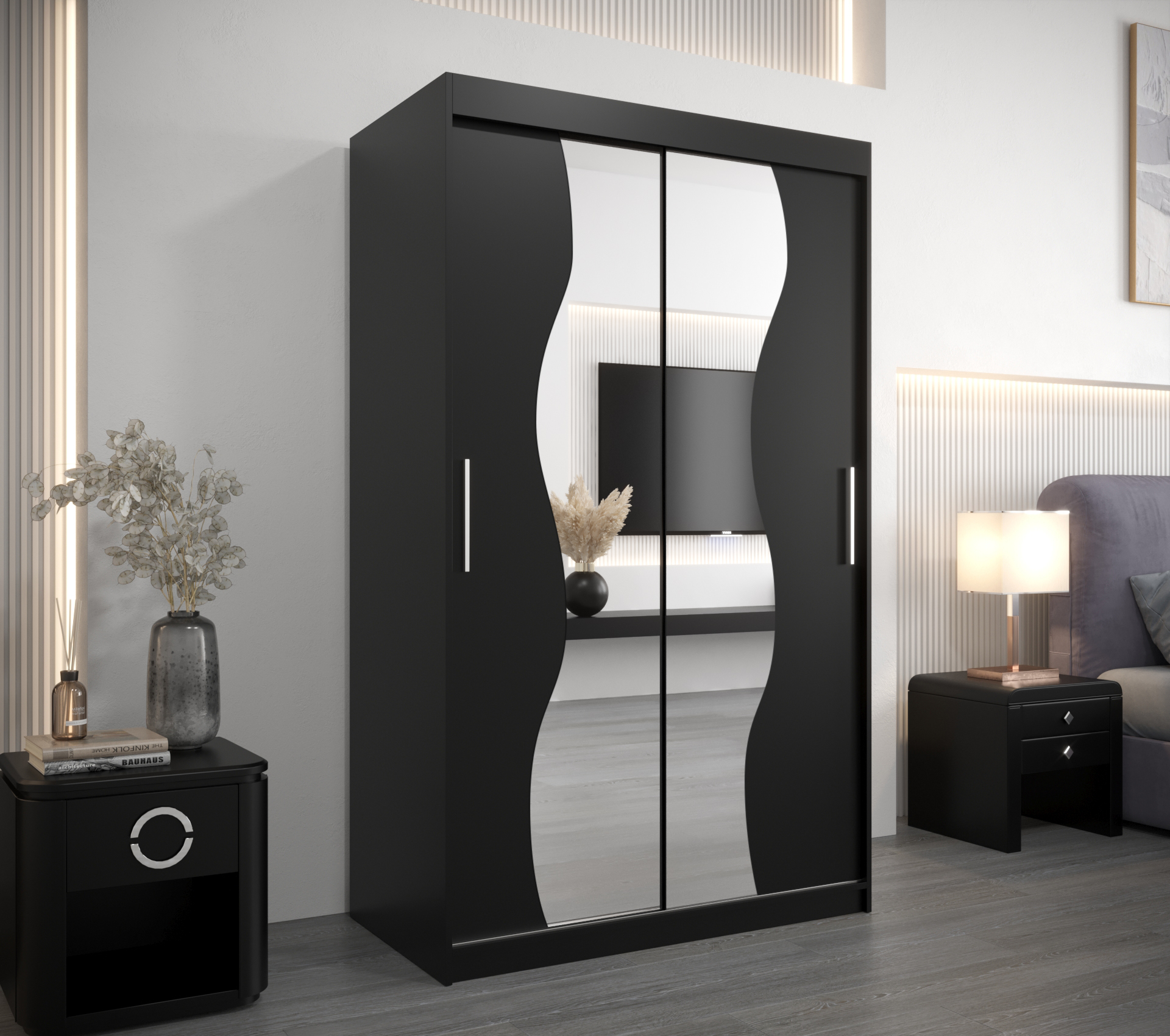 Šatní skříň Abi Mr Dveře: Černá, Rozměr: 120 cm, Korpus: Černá - Černá,Černá