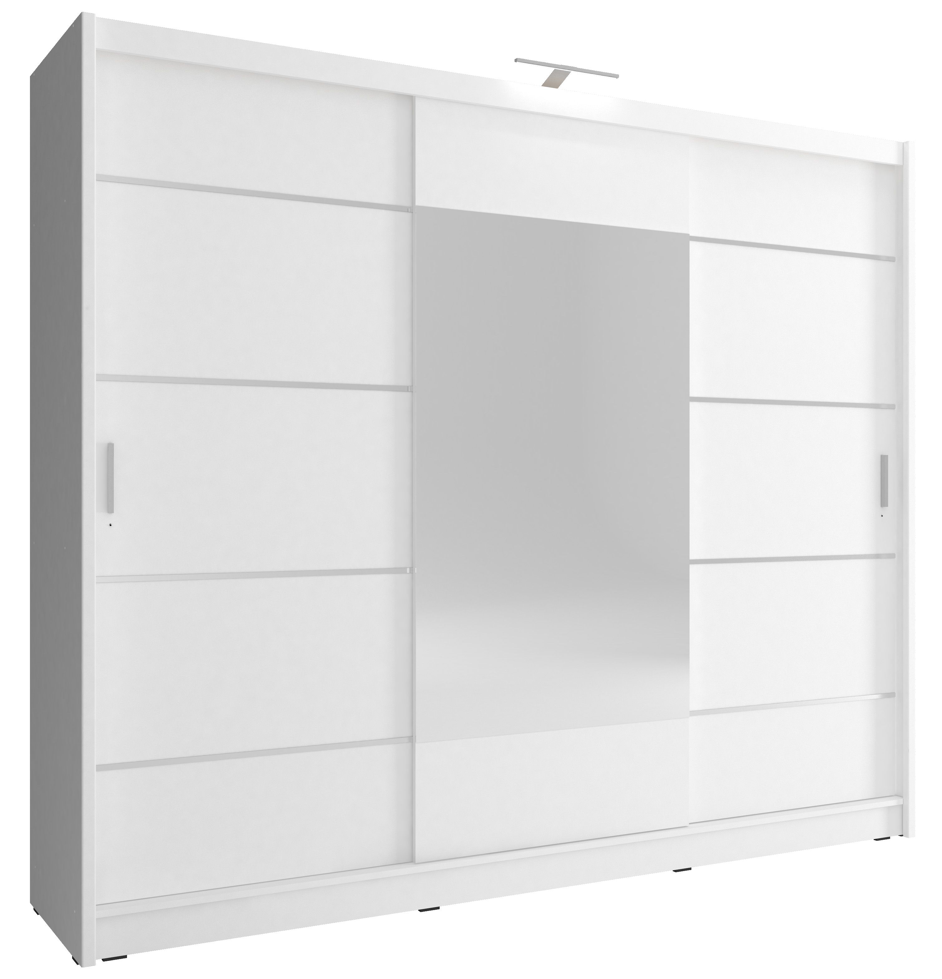 Šatní skříň Wiki 250 Alu Barva korpusu: Bílá, Rozměr: 250 cm, Led osvětlení: 34 cm - Bílá