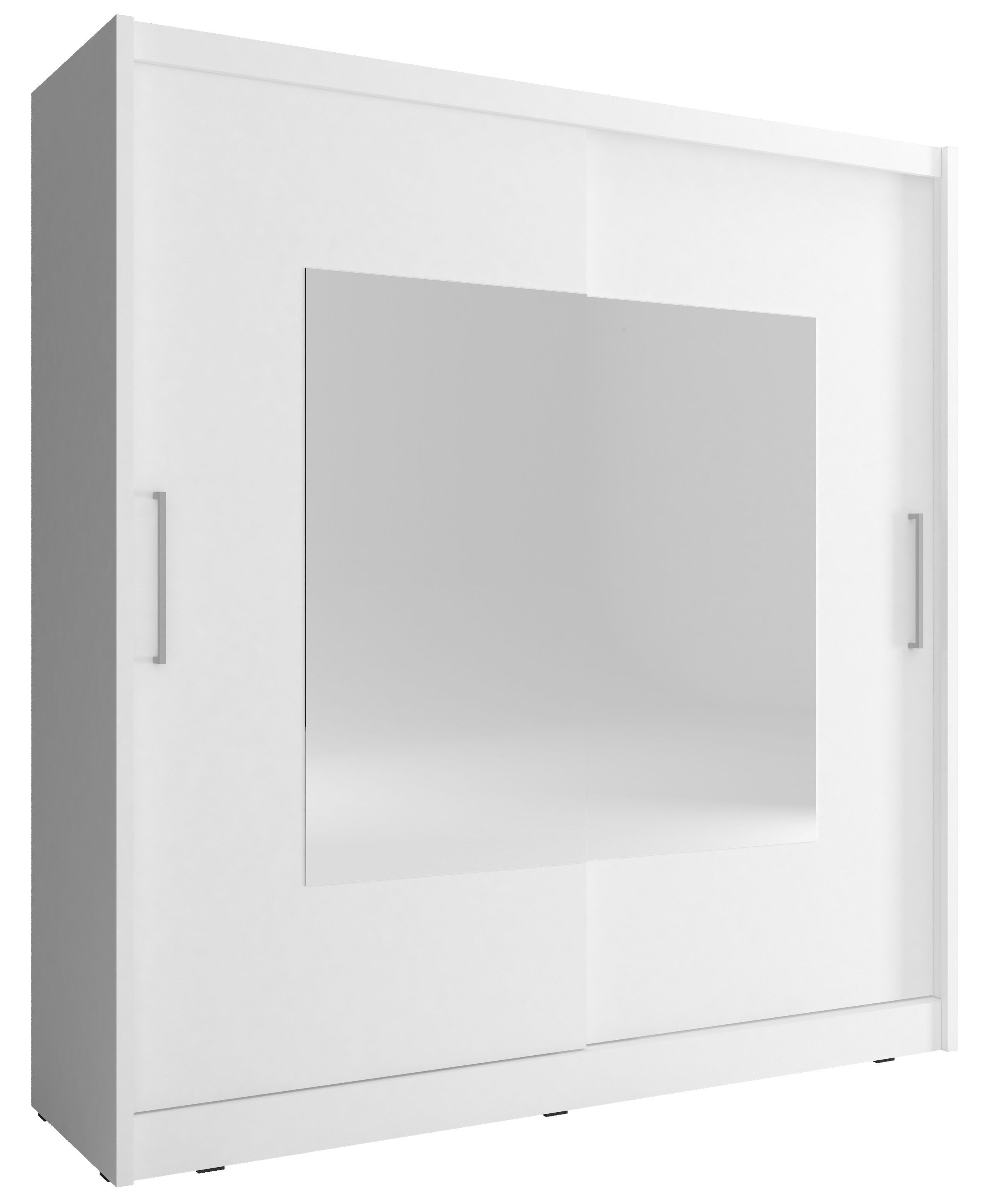 Šatní skříň Wiki IX Barva korpusu: Bílá, Rozměry: 200 cm, Dveře: Zrcadlo - Bílá,Zrcadlo