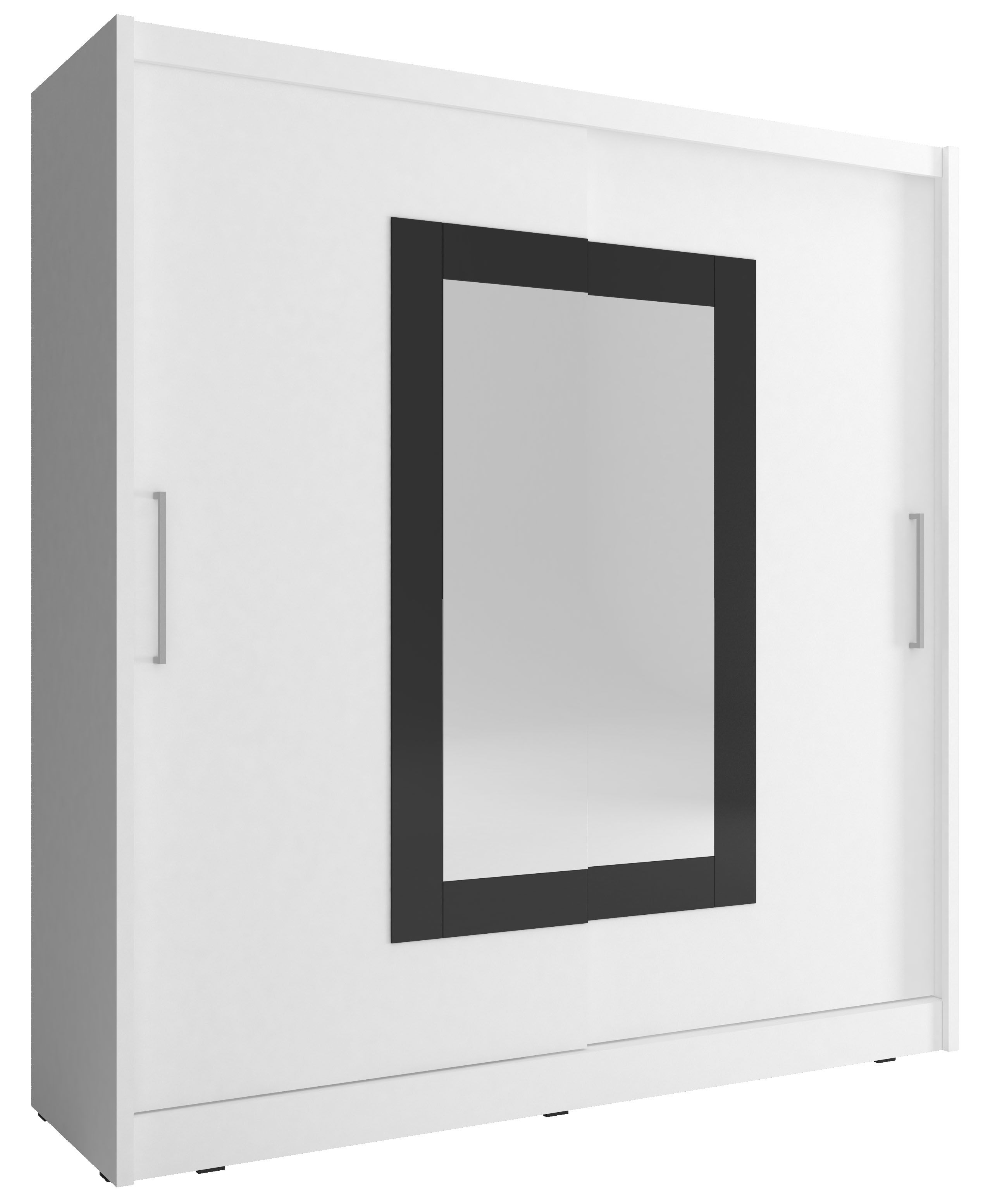 Šatní skříň Wiki II Barva korpusu: Bílá, Rozměry: 200 cm, Dveře: Zrcadlo - Bílá,Zrcadlo