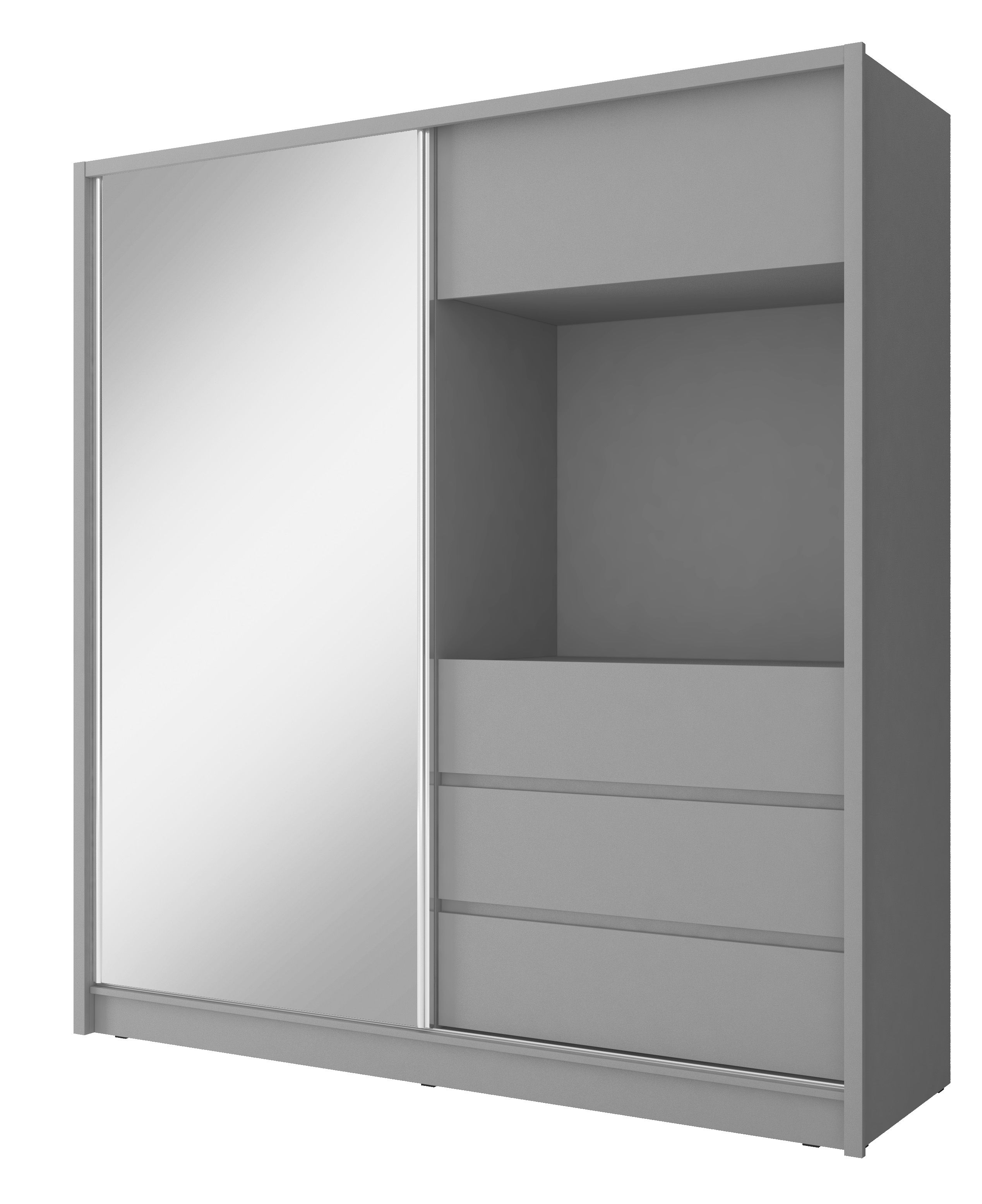 Šatní skříň TV 200 Barva korpusu: Grafit, Rozměry: 200 cm, Dveře: Zrcadlo - Grafit,Zrcadlo