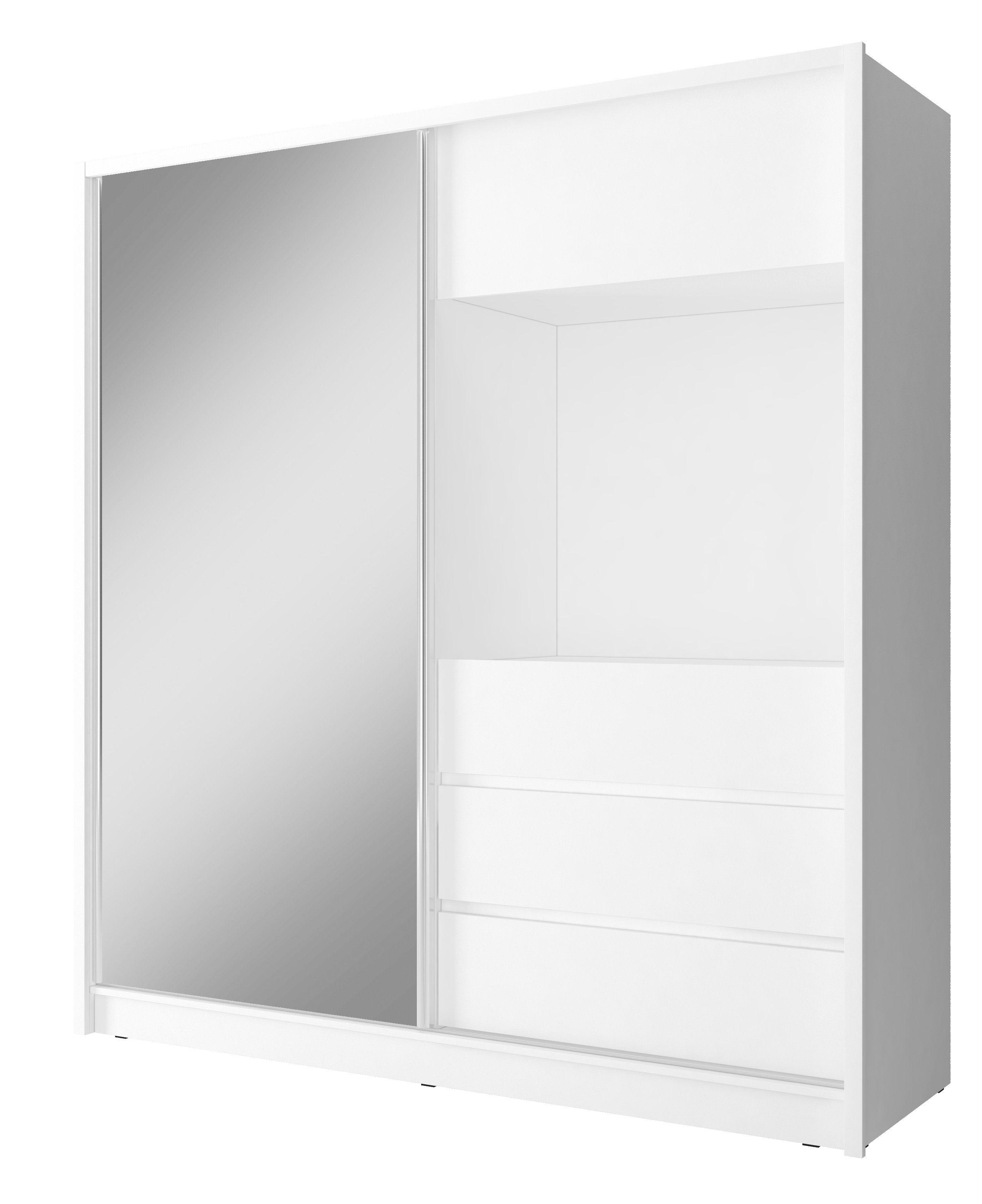 Šatní skříň TV 200 Barva korpusu: Bílá, Rozměry: 200 cm, Dveře: Zrcadlo - Bílá,Zrcadlo