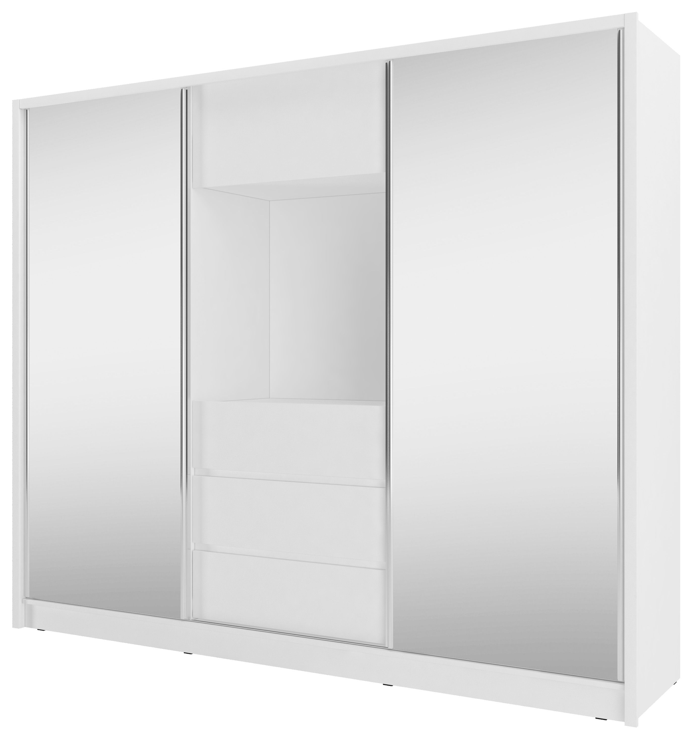 Šatní skříň TV 250 Barva korpusu: Bílá, Rozměry: 250 cm, Dveře: Zrcadlo - Bílá,Zrcadlo