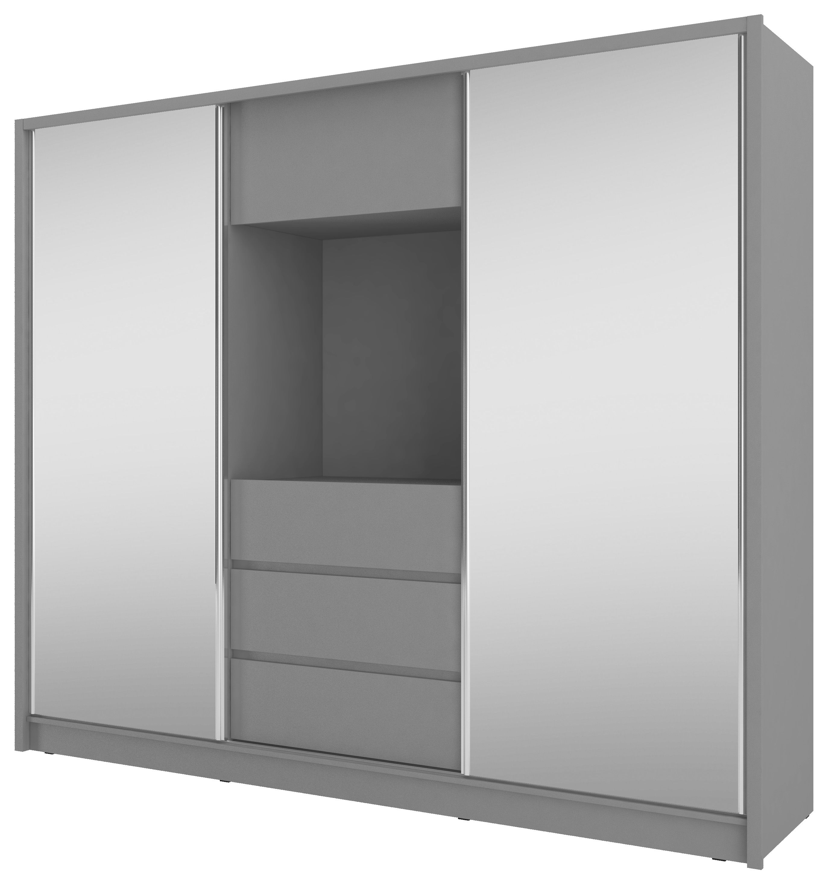 Šatní skříň TV 250 Barva korpusu: Grafit, Rozměry: 250 cm, Dveře: Zrcadlo - Grafit,Zrcadlo