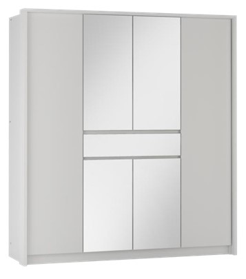 Šatní skříň Split 200 Barva korpusu: Bílá/zrcadlo, Rozměry: 200 cm - Bílá,zrcadlo