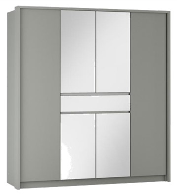 Šatní skříň Split 200 Barva korpusu: Platinum/zrcadlo, Rozměry: 200 cm - Platinum,zrcadlo